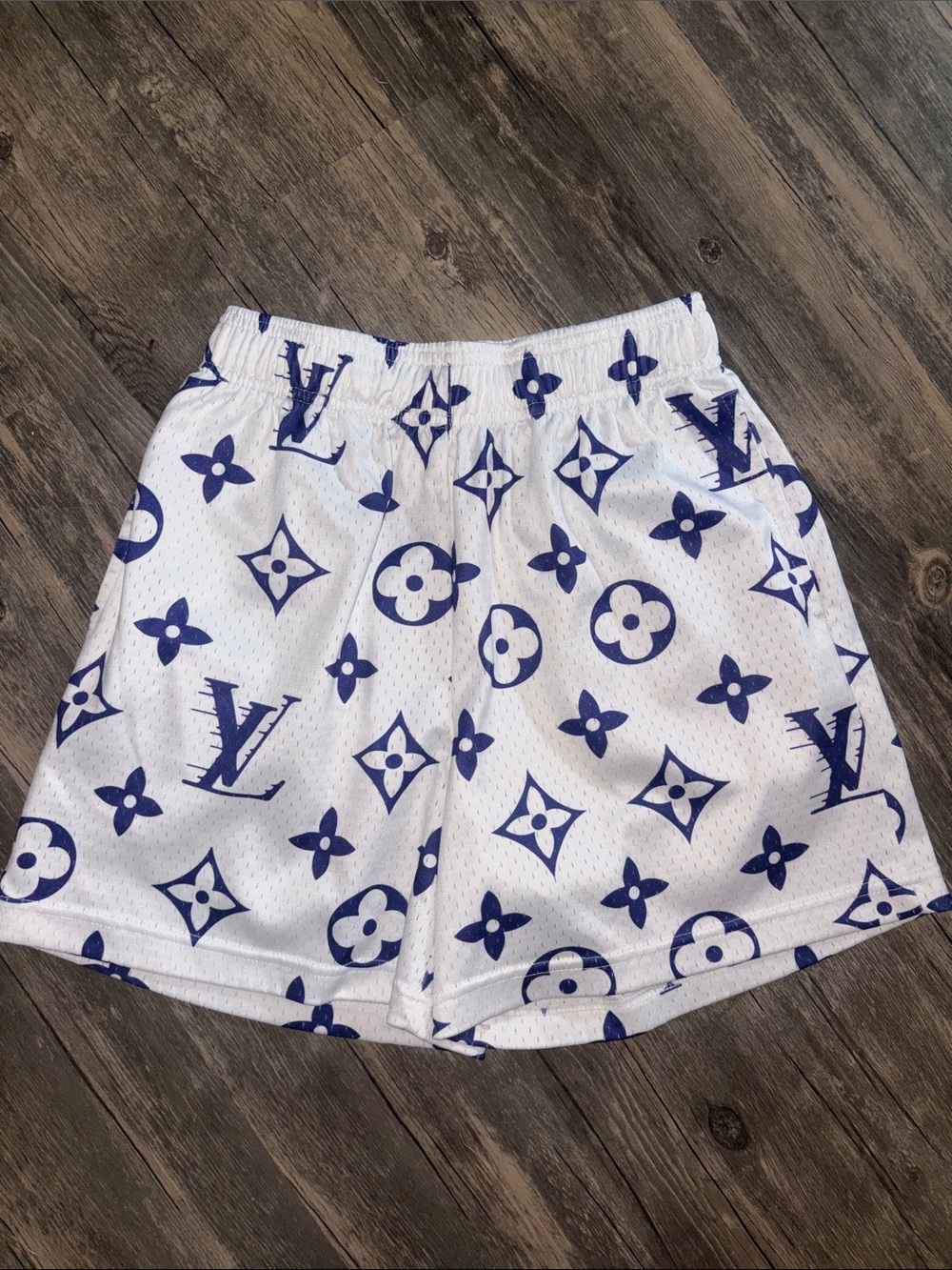 Louis Vuitton White Shorts with Blue Monogram Print small
